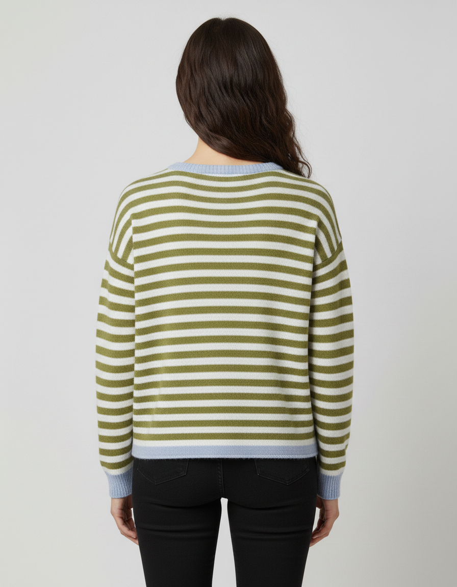 BE YOU GERALDINEALASIO Maglia Benedicta verde/bianco 