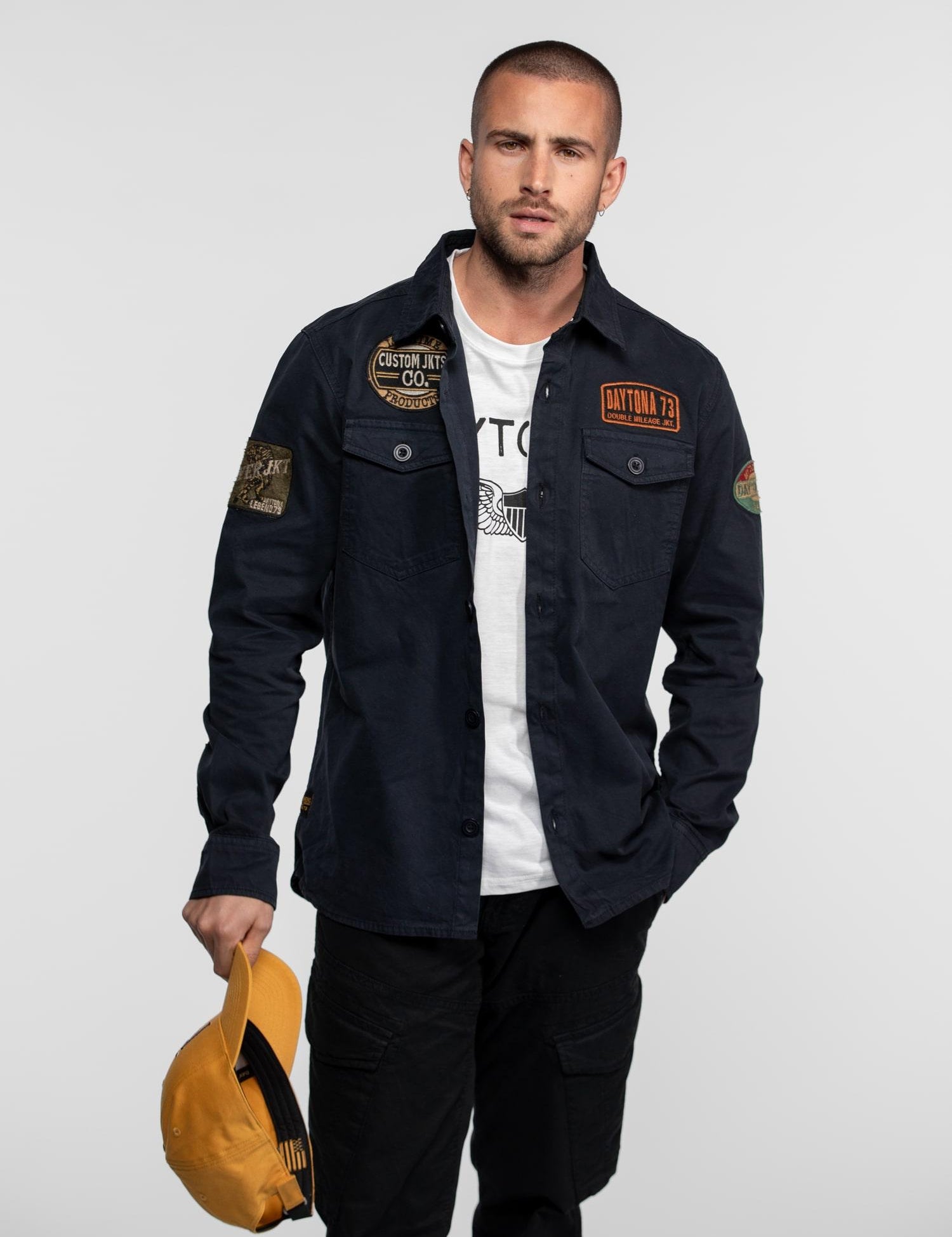 DAYTONA 73 Camicia militare uomo Jeffmarti blu 