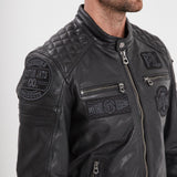 DAYTONA 73 Giacca in pelle nera uomo Walkor 