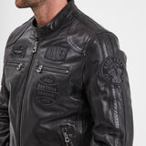 DAYTONA 73 Giacca in pelle nera uomo Wartburg 