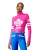 Maglia sci donna Maple Leaf con zip spalla rosa