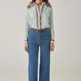 MAISON HOTEL Camicia donna Salinger Blue Paprika in cotone ricamata 