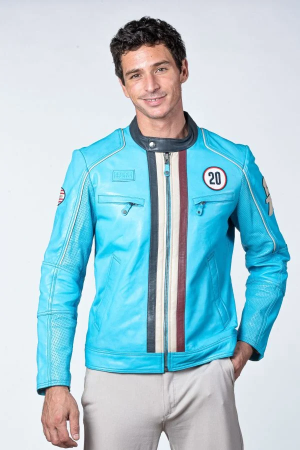 STEVE MCQUEEN Giacca uomo Liam Norse Blue in pelle di montone 