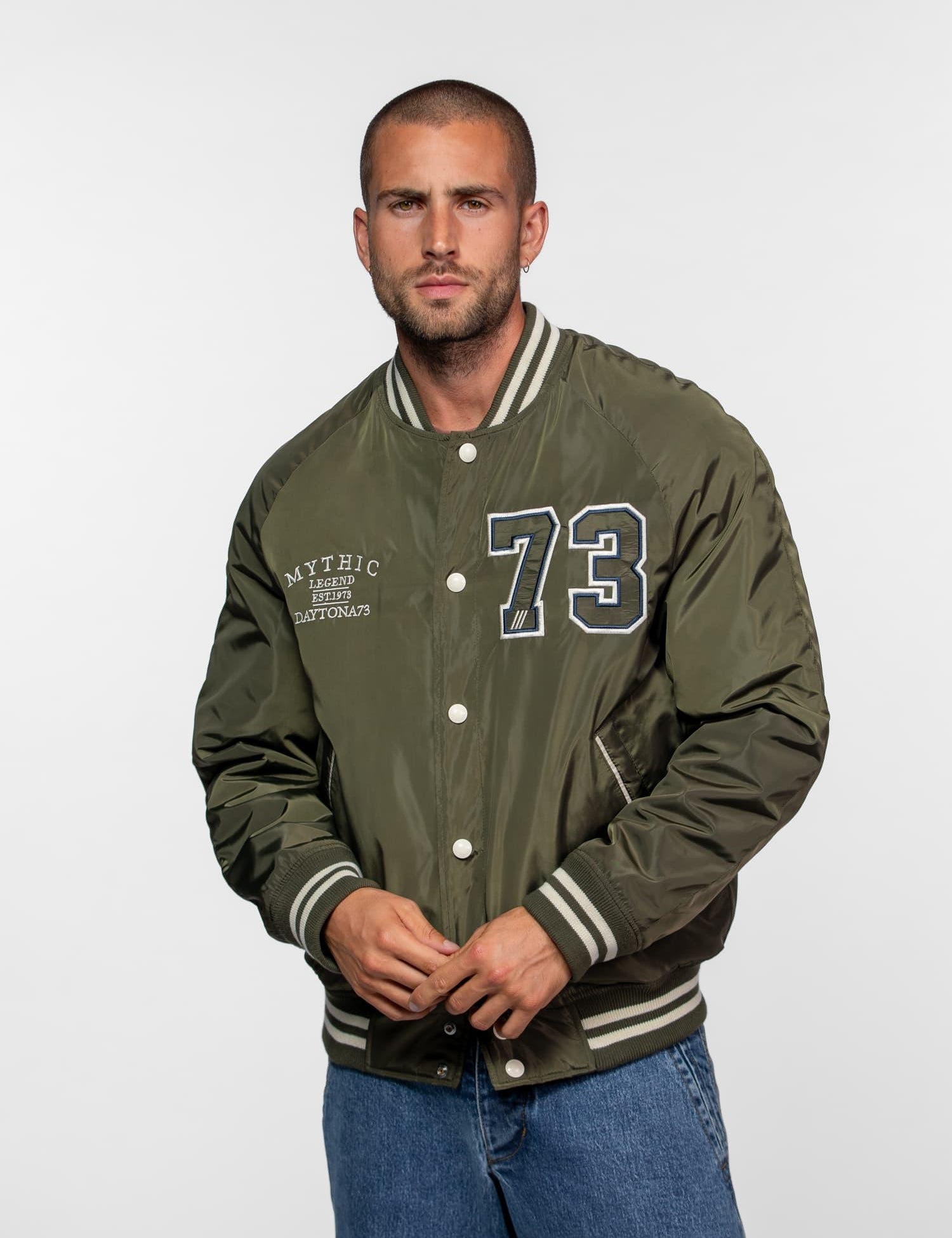 DAYTONA 73 Bomber uomo in nylon verde khaki Oshawa 