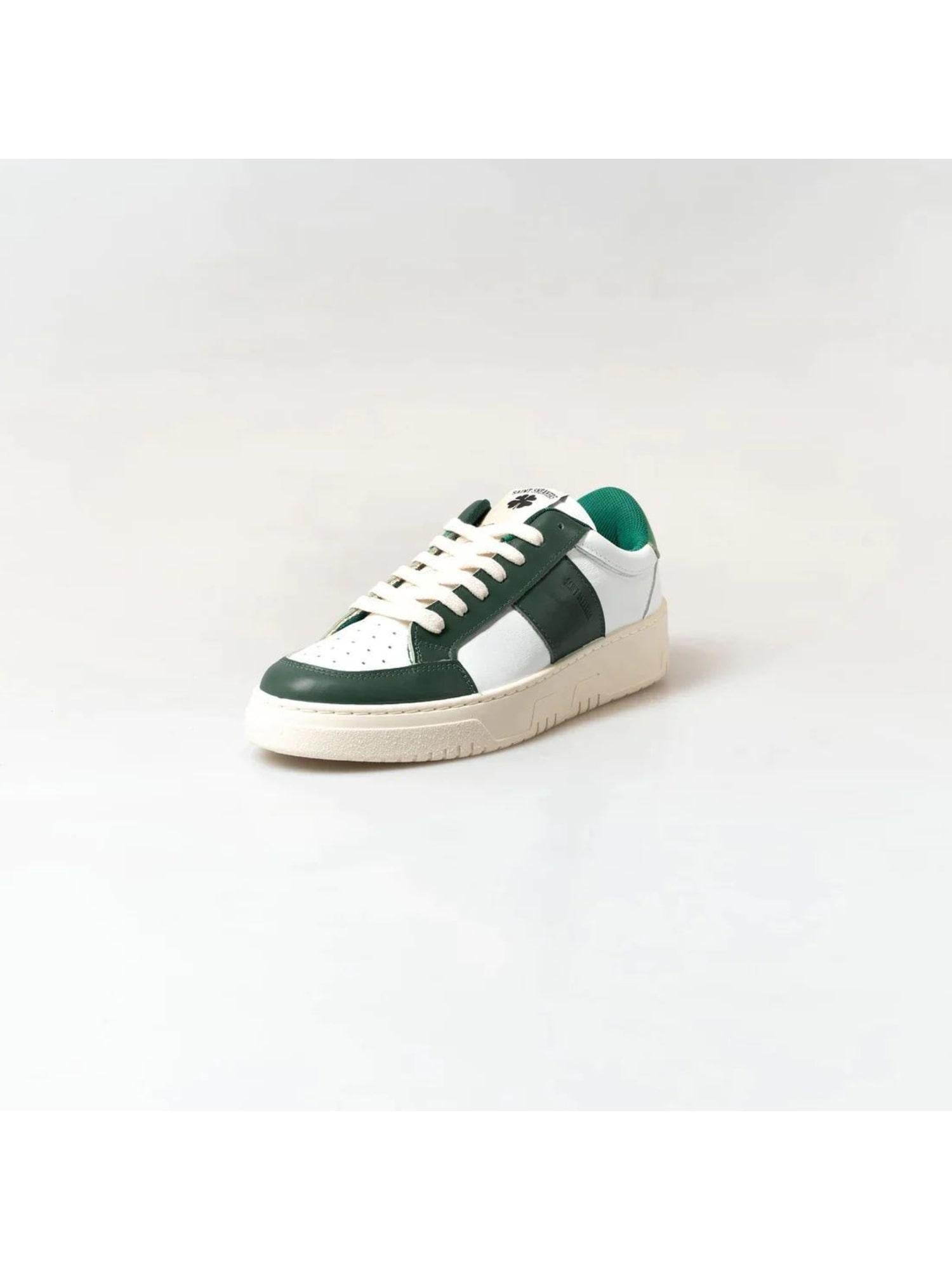 SAINT SNEAKERS Sneakers uomo in pelle Tennis bianche e verdi 