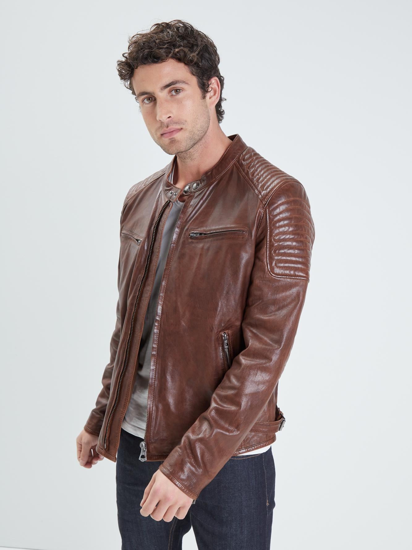 DAYTONA 73 Giacca in pelle cognac uomo Stirling 