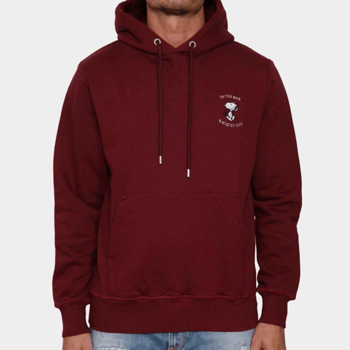 INTHEBOX Felpa unisex bordeaux in cotone Snoopy Racquet Club 