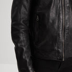 DAYTONA 73 Giacca uomo in pelle nera Bishop Black 