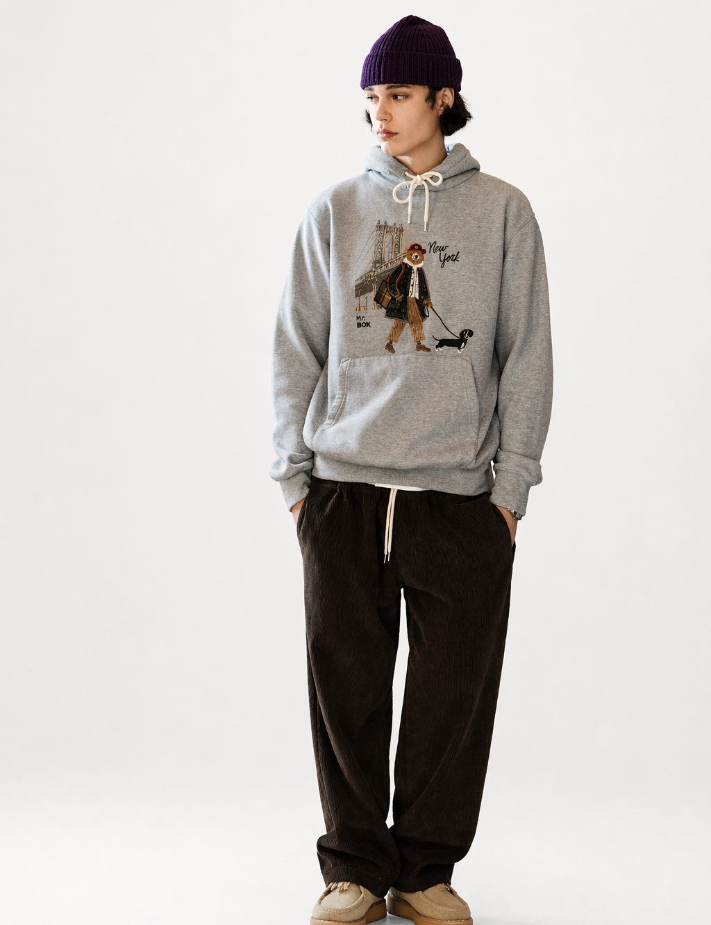 INTHEBOX Felpa MR BOX New York grigio melange 
