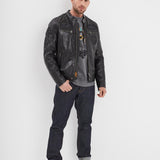 DAYTONA 73 Giacca in pelle nera uomo Wartburg 