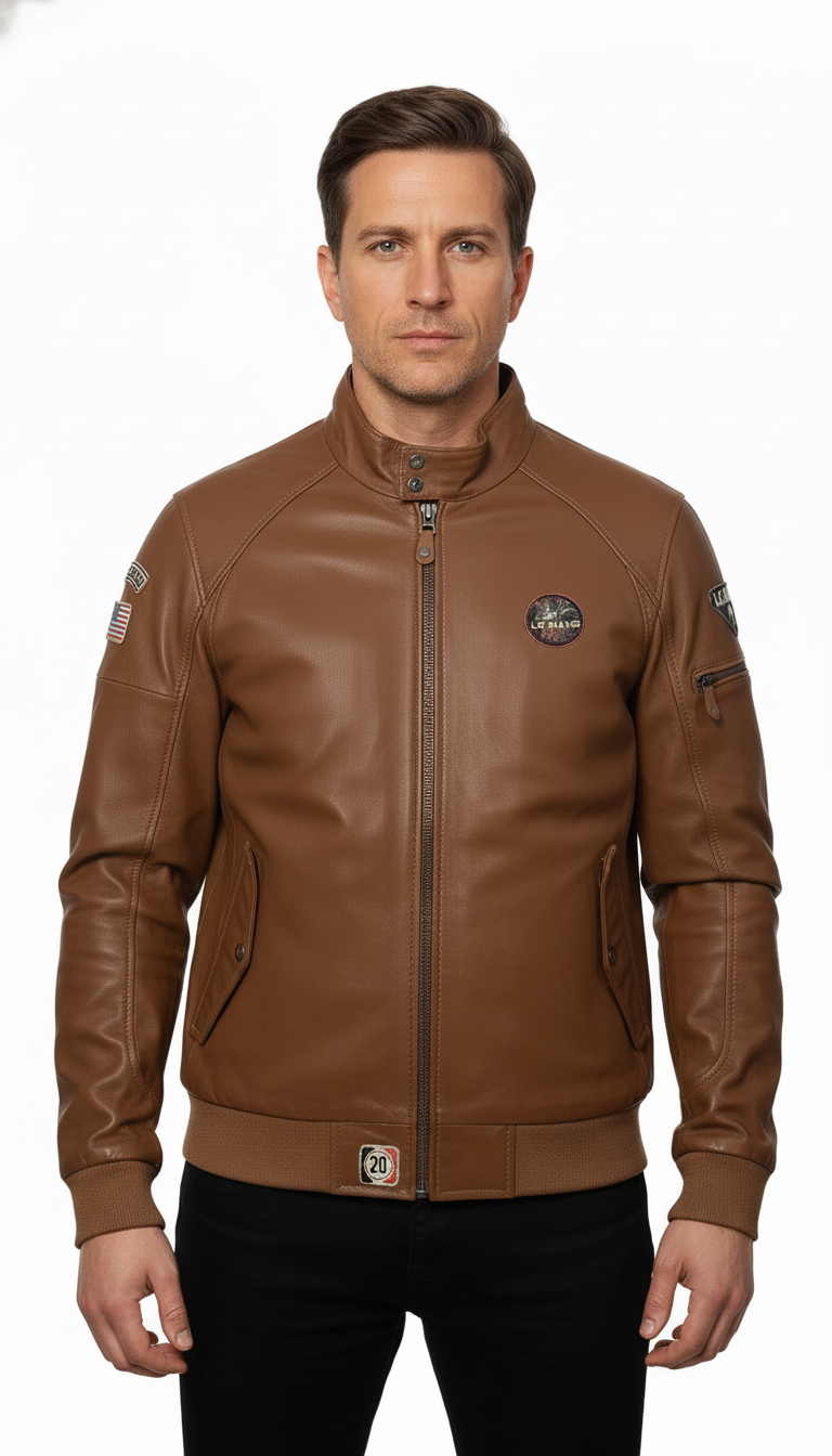 STEVE MCQUEEN Giacca uomo in pelle havane Harry 