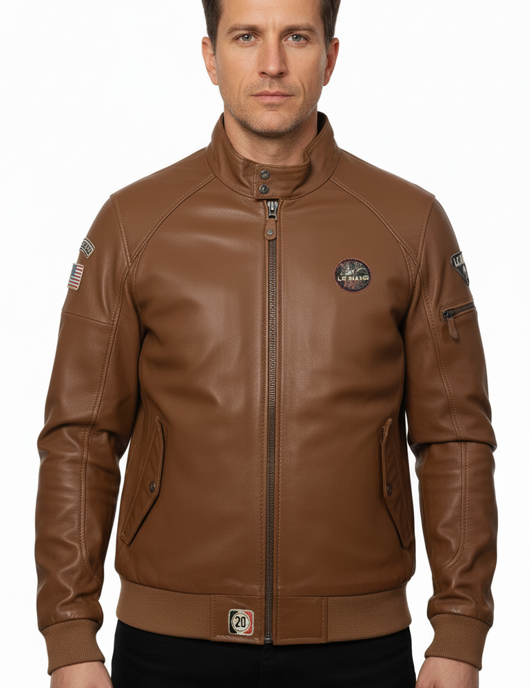 STEVE MCQUEEN Giacca uomo in pelle havane Harry 