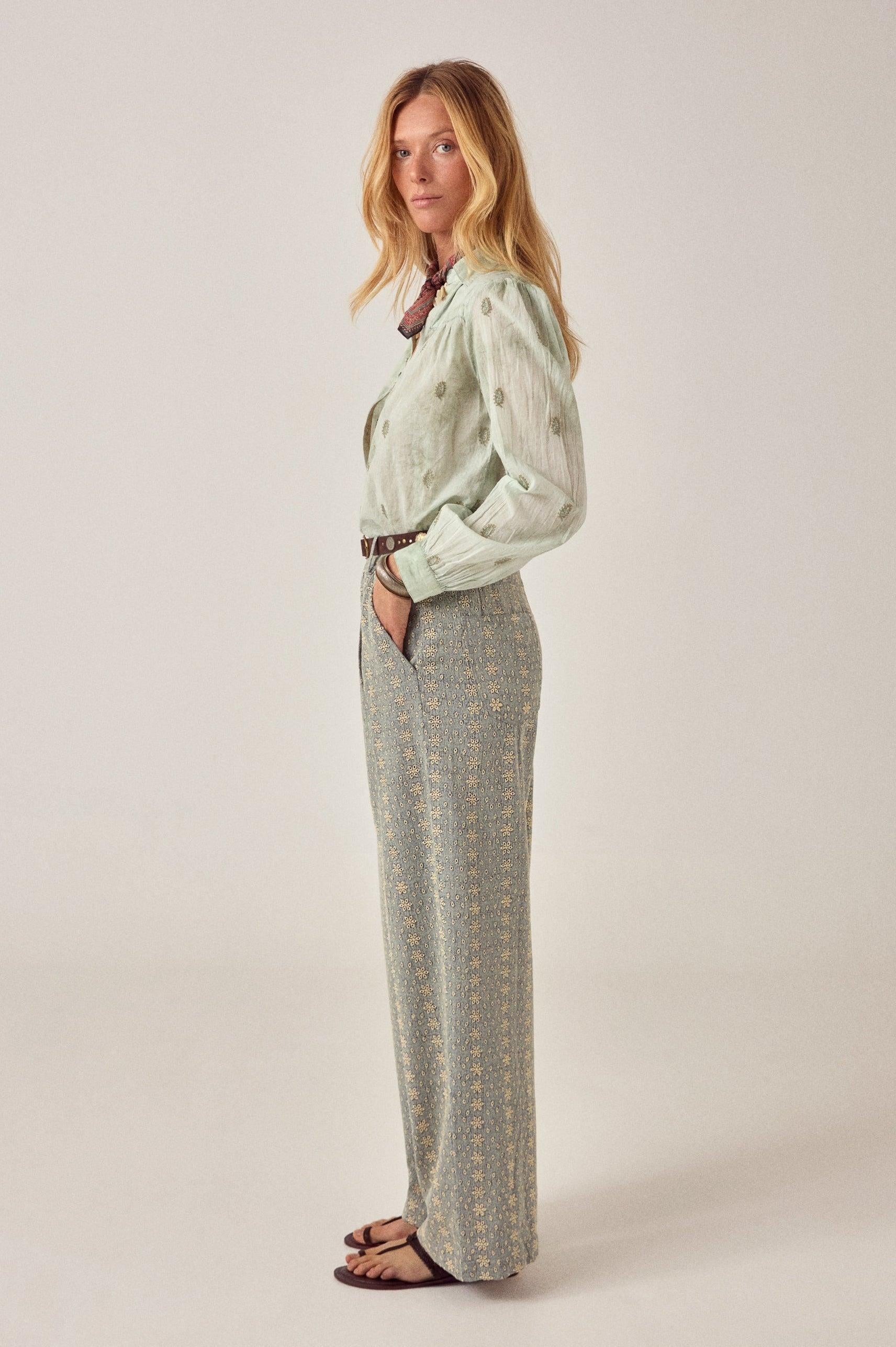 MAISON HOTEL Pantalone donna Theodore Western Lace in cotone ricamato 