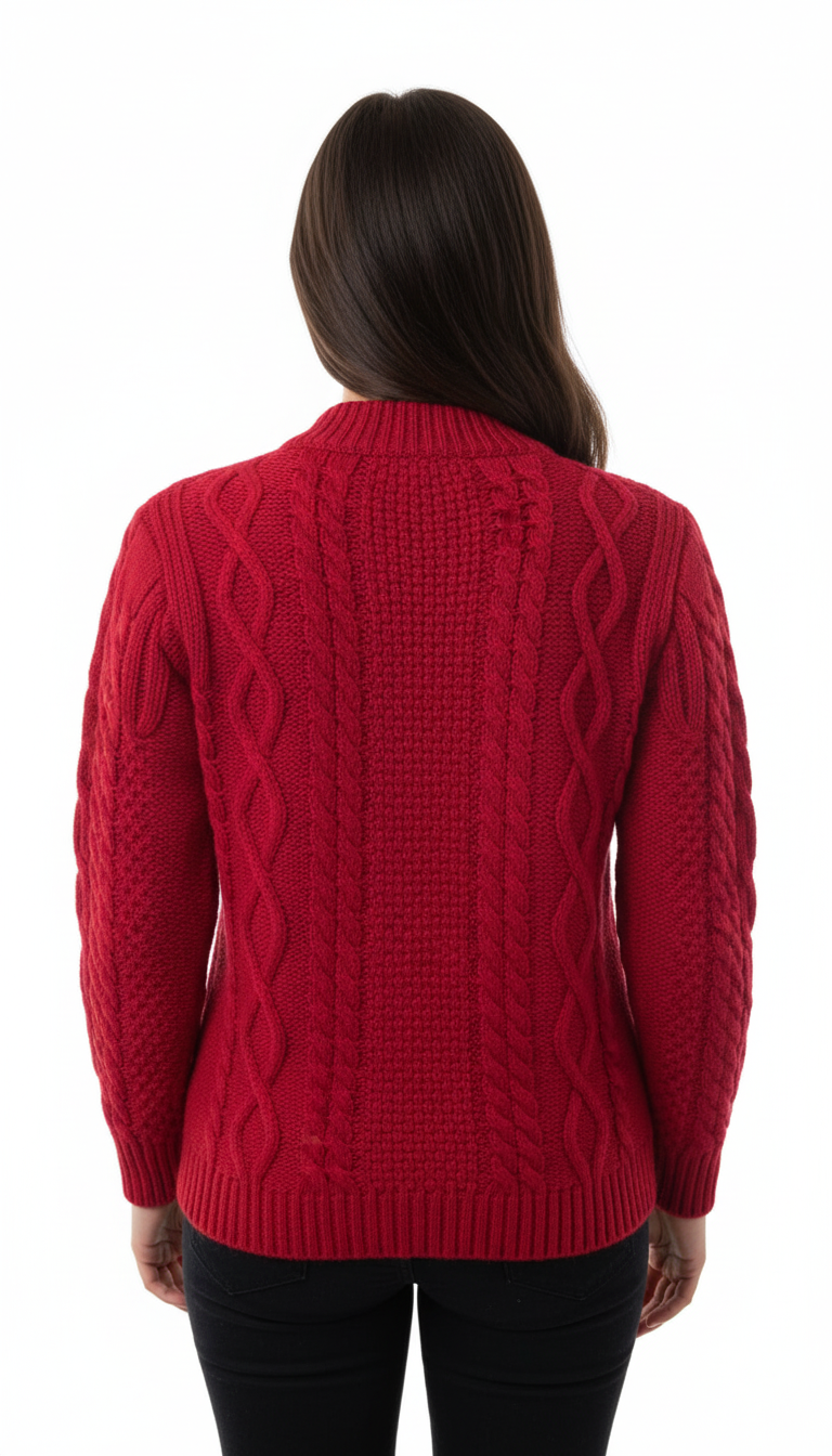 RAKKI Cardigan donna in cashmere rubino 
