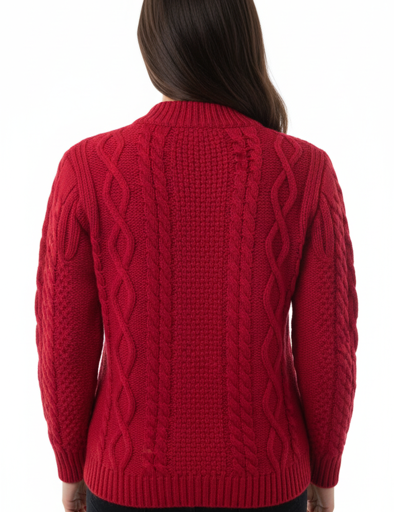 RAKKI Cardigan donna in cashmere rubino 