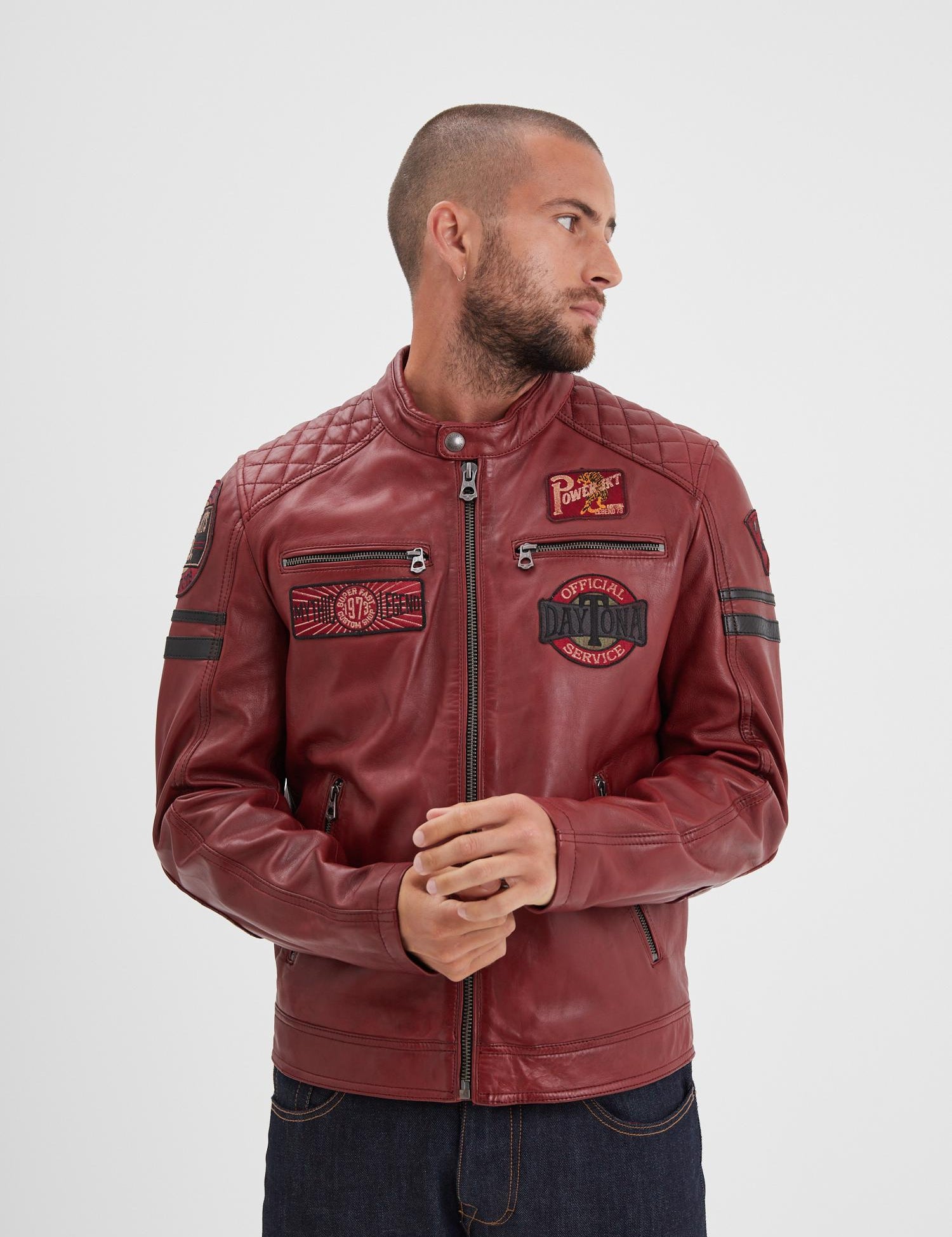 DAYTONA 73 Giacca in pelle rossa uomo Walkor 