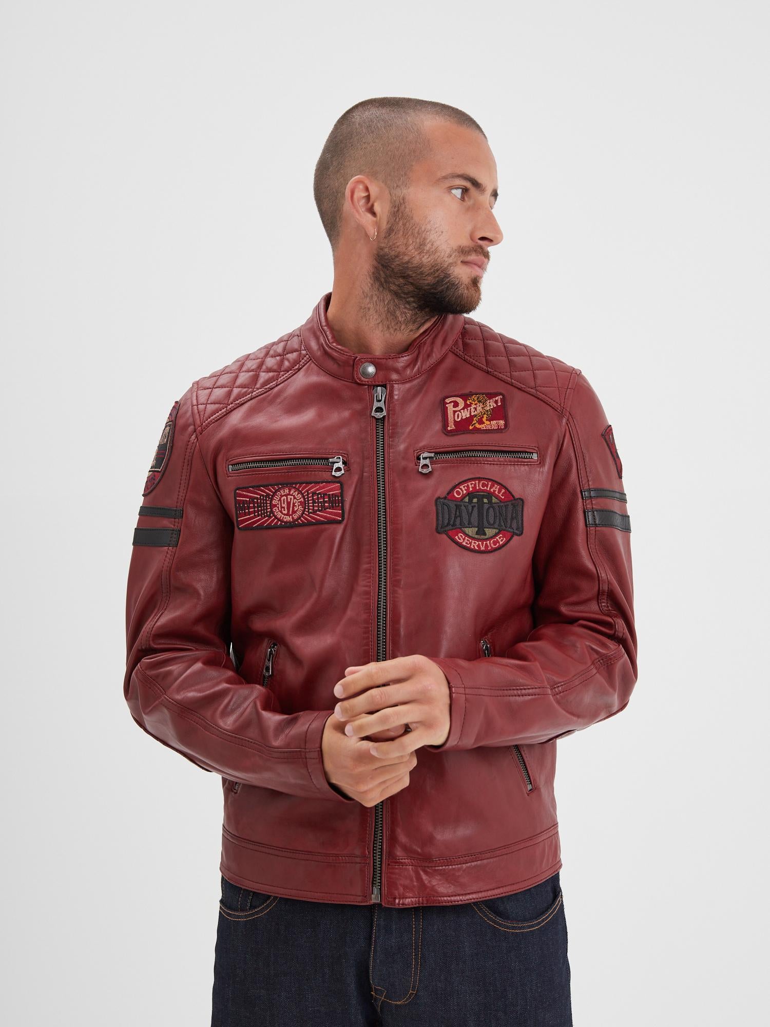 DAYTONA 73 Giacca in pelle rossa uomo Walkor 