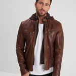 DAYTONA 73 Giacca uomo in pelle dark cognac Bishop 