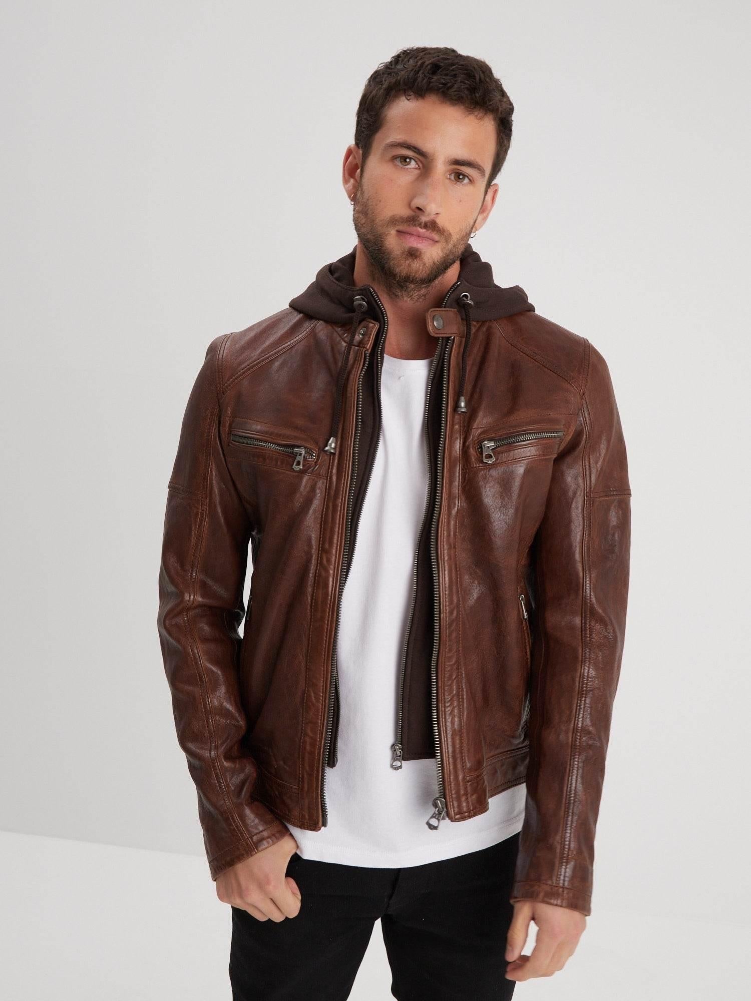 DAYTONA 73 Giacca uomo in pelle dark cognac Bishop 