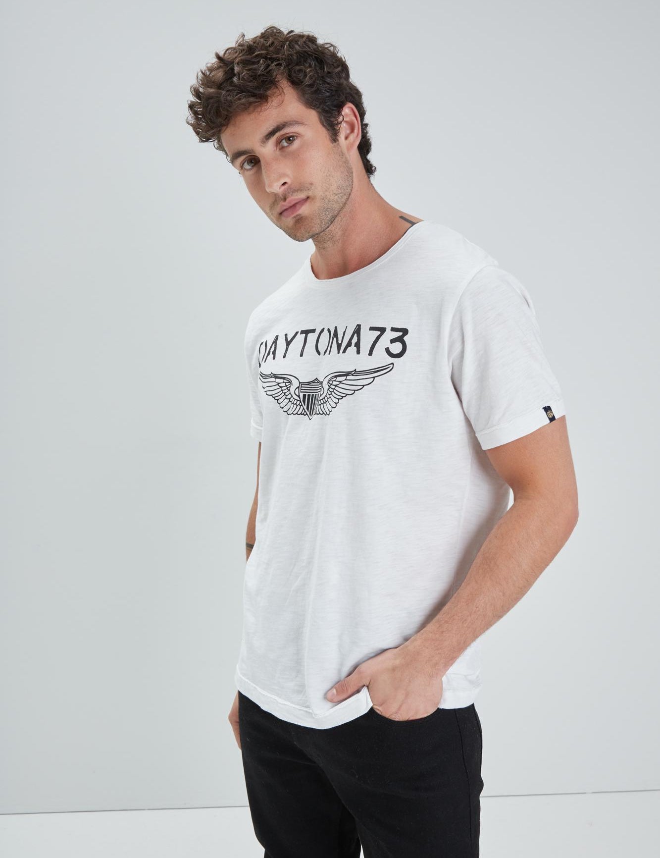 DAYTONA 73 T-shirt uomo American Slub bianca 