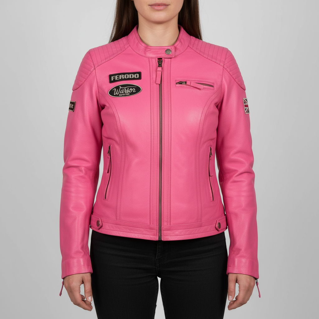 WARSON Giacca donna in pelle Grand Prix rosa 