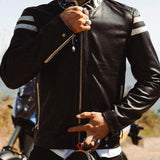 DAYTONA 73 Giacca in pelle nera uomo Montgomery 