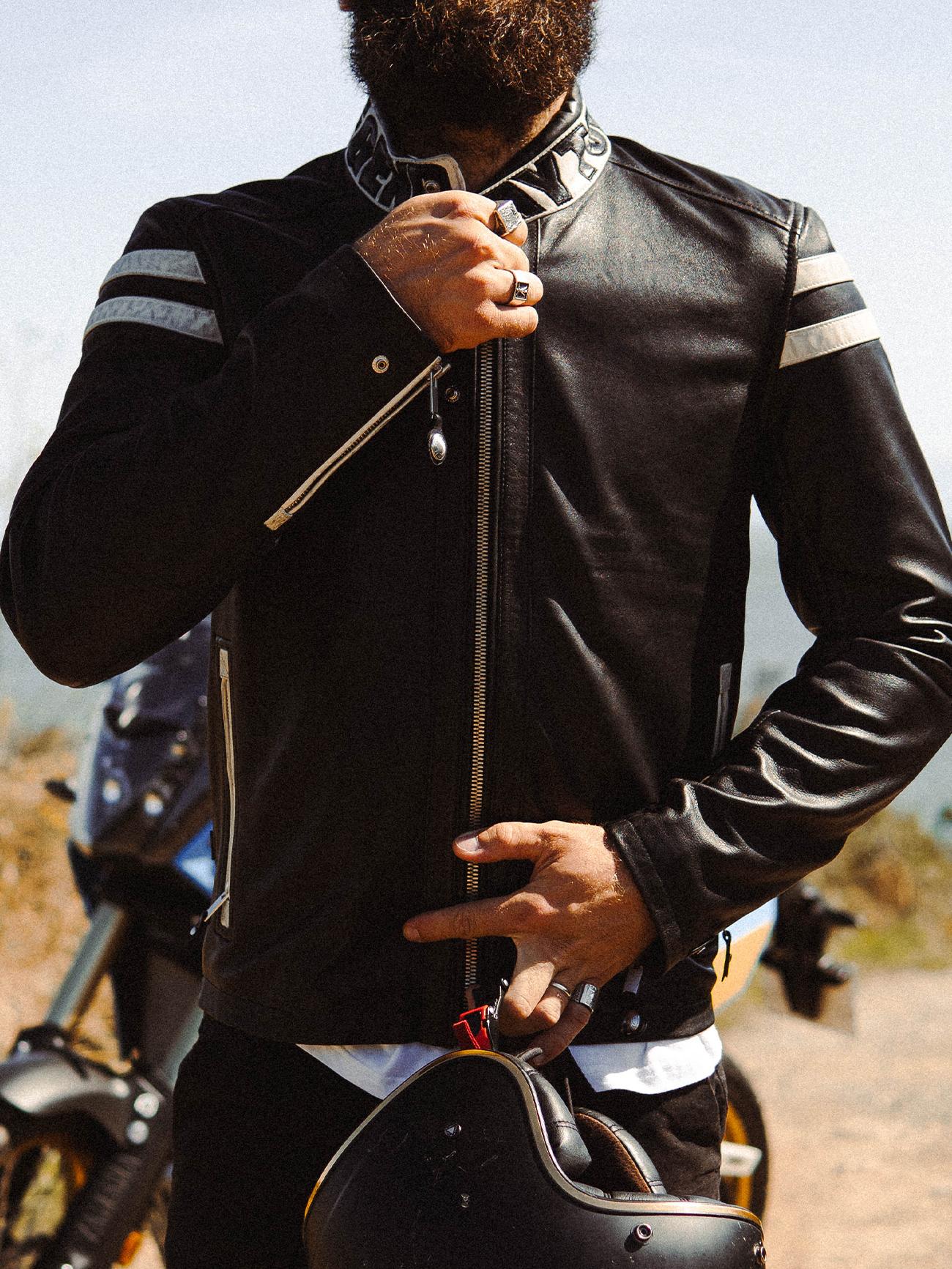 DAYTONA 73 Giacca in pelle nera uomo Montgomery 