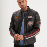 DAYTONA 73 Giacca uomo in pelle nera Gasly Black 