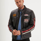 DAYTONA 73 Giacca uomo in pelle nera Gasly Black 