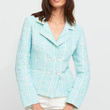 ALDO MARTINS Blazer donna 8262 Pecs panna/azzurro in misto cotone 