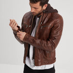 DAYTONA 73 Giacca uomo in pelle dark cognac Bishop 