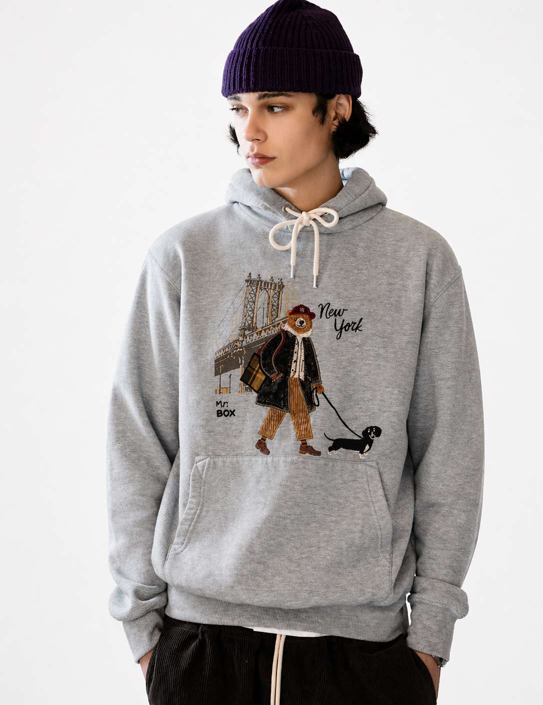 INTHEBOX Felpa MR BOX New York grigio melange 