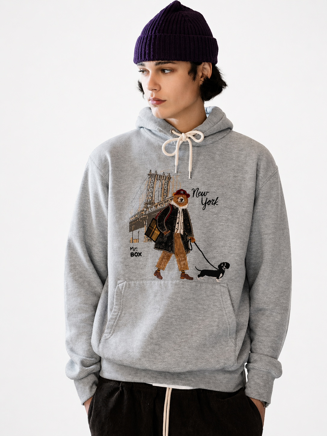 INTHEBOX Felpa MR BOX New York grigio melange 