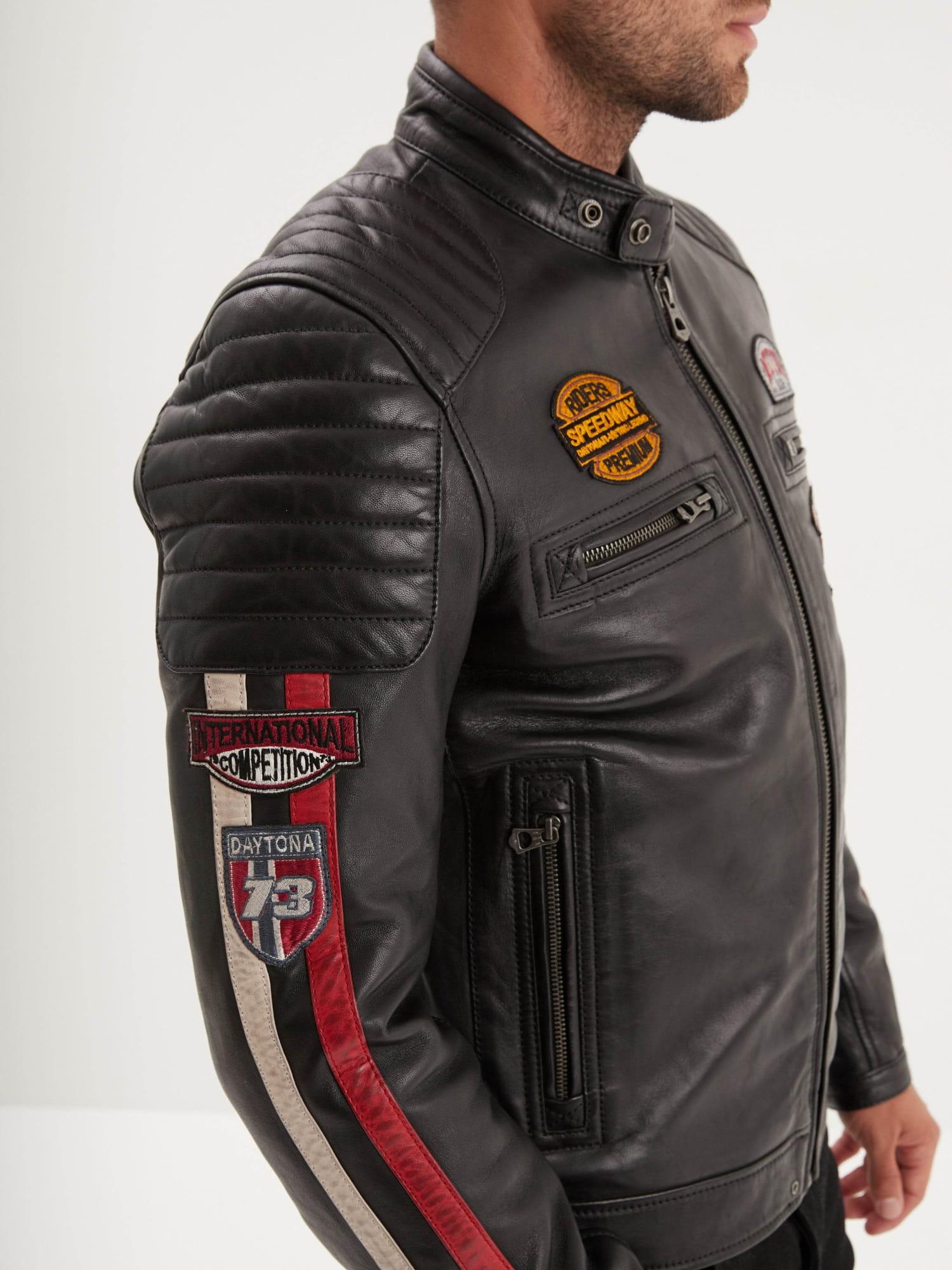 DAYTONA 73 Giacca uomo in pelle nera Gasly Black 