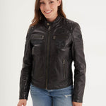 DAYTONA 73 Giacca donna in pelle nera Walkora Black 