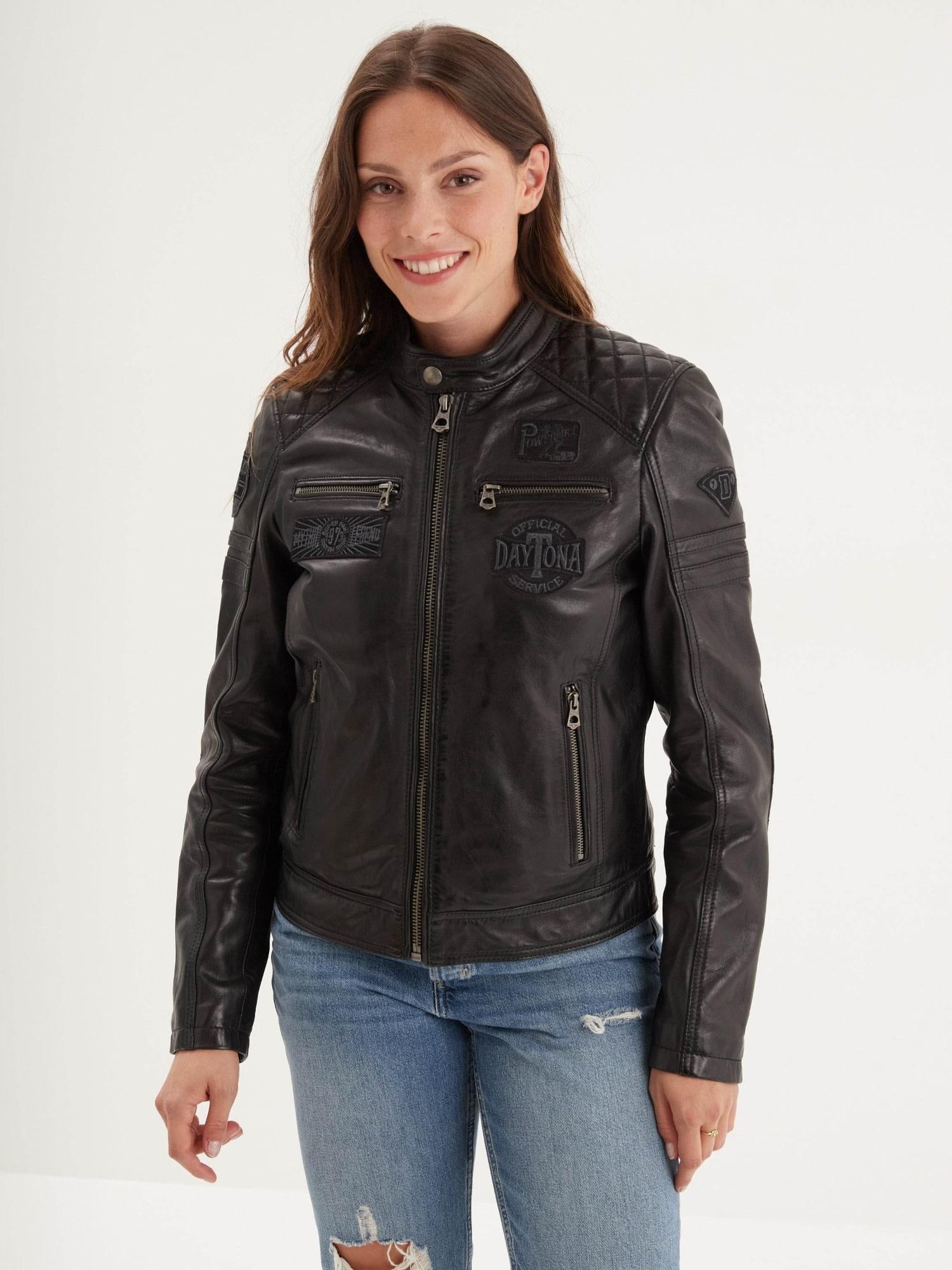 DAYTONA 73 Giacca donna in pelle nera Walkora Black 