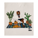 INTHEBOX Felpa unisex bianca in cotone girocollo ricamo Mr Box cactus 