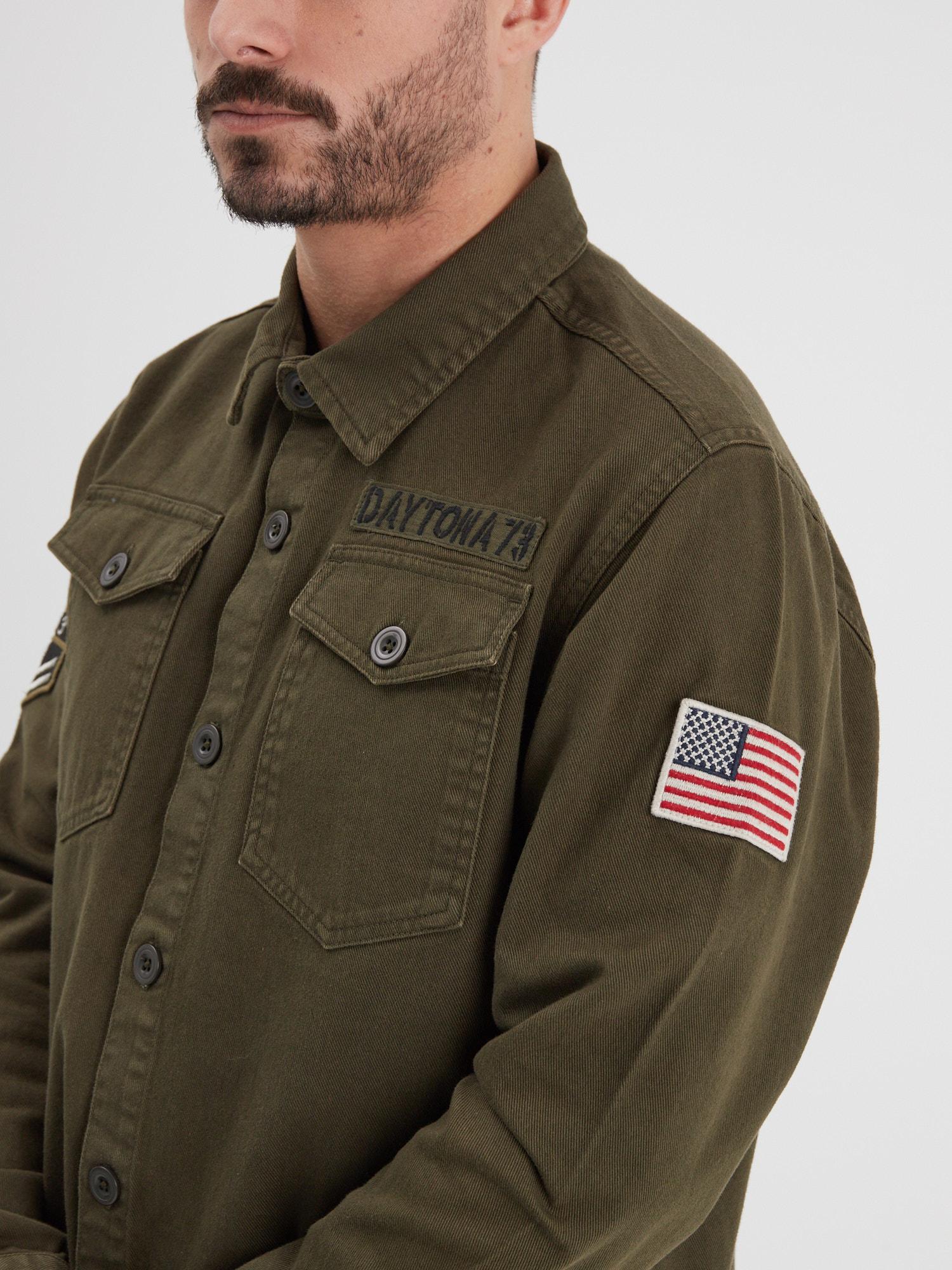 DAYTONA 73 Camicia militare uomo Jeffy verde militare 