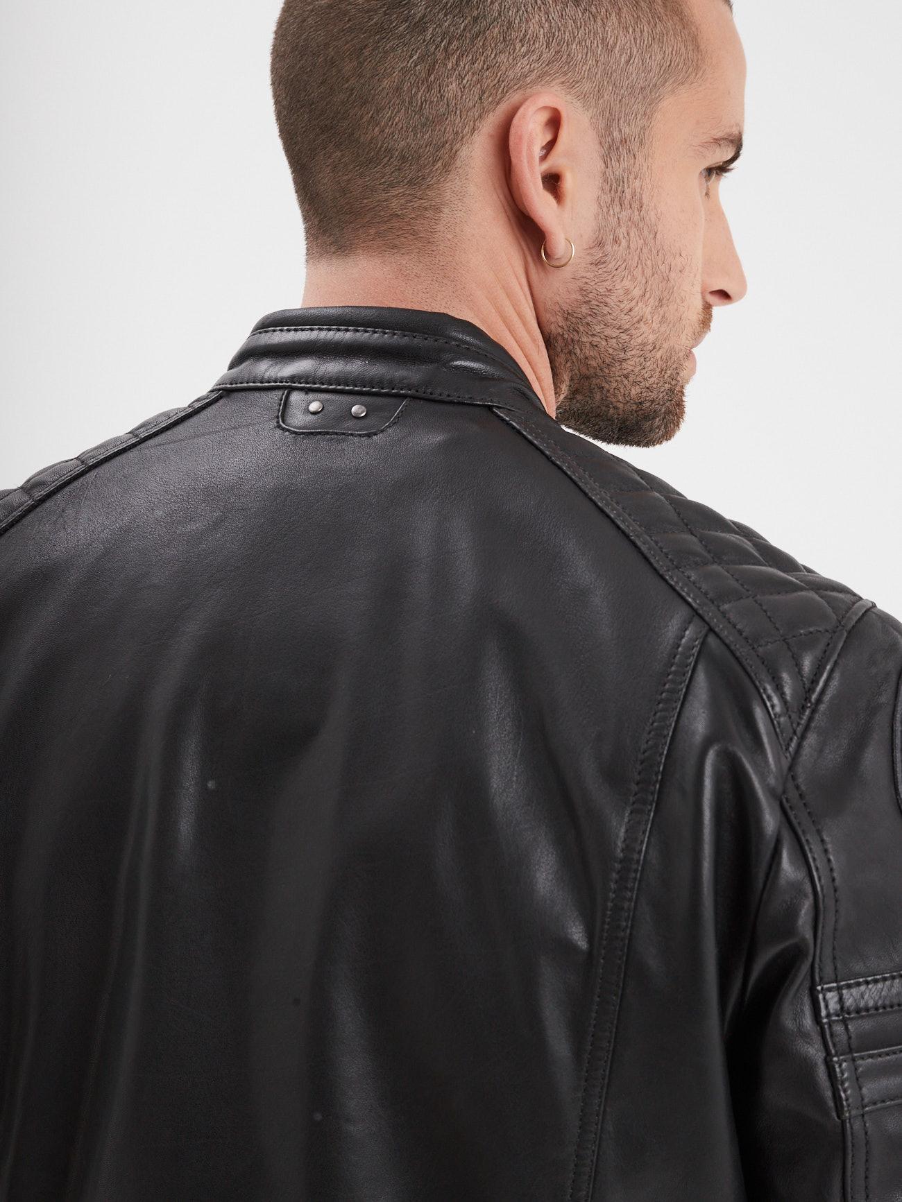 DAYTONA 73 Giacca in pelle nera uomo Walkor 