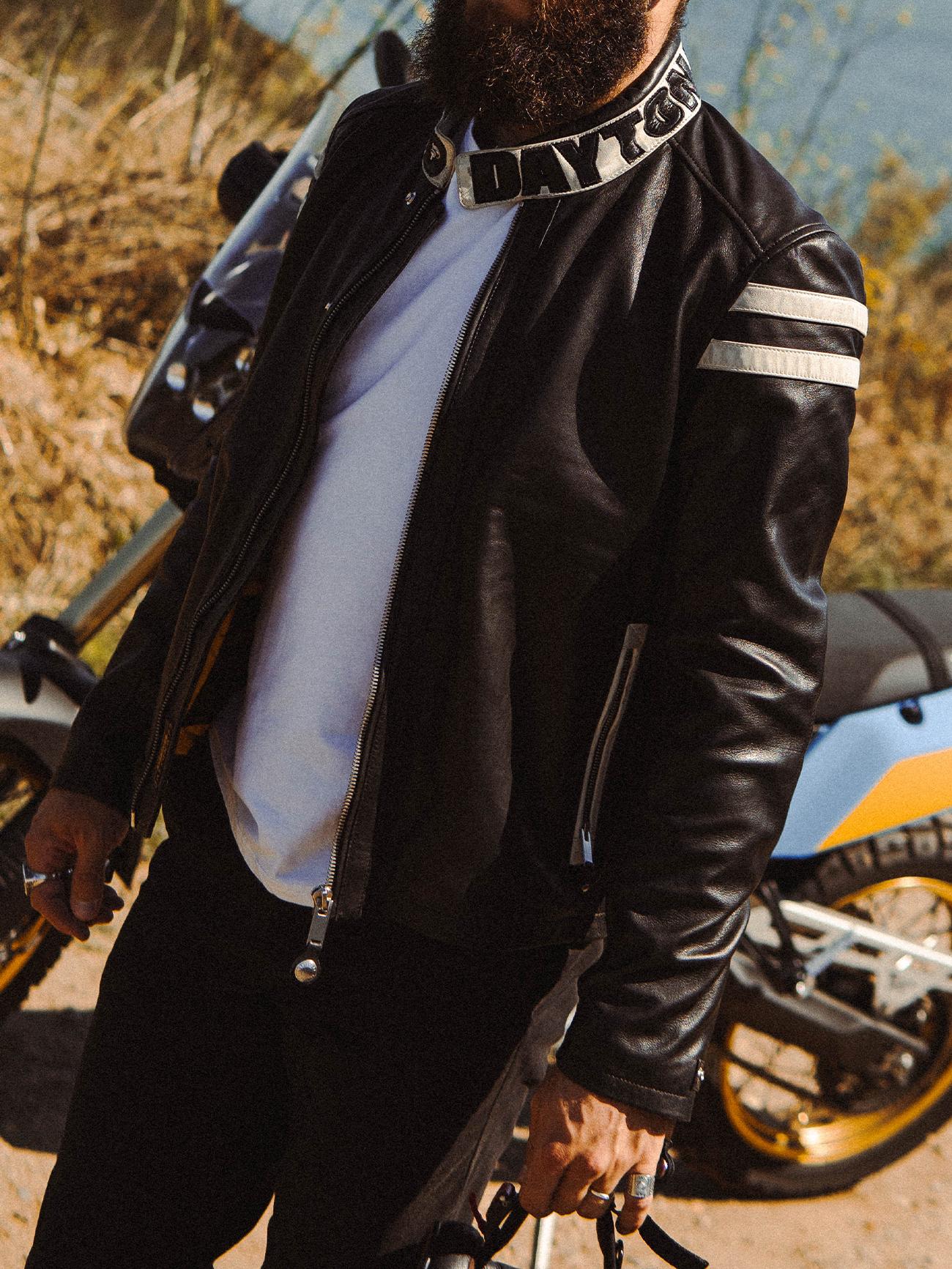 DAYTONA 73 Giacca in pelle nera uomo Montgomery 