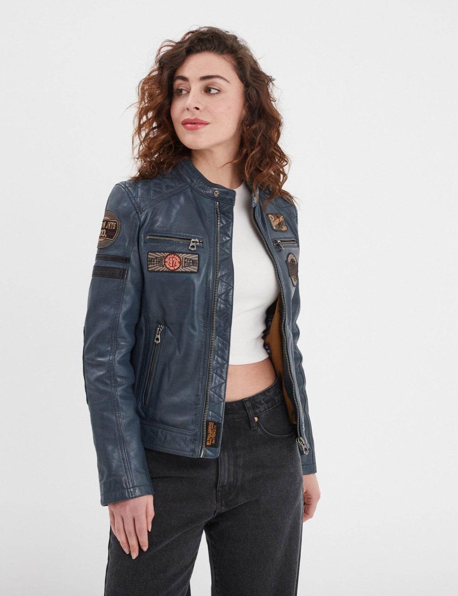 DAYTONA 73 Giacca donna in pelle blu Walkora Blue 