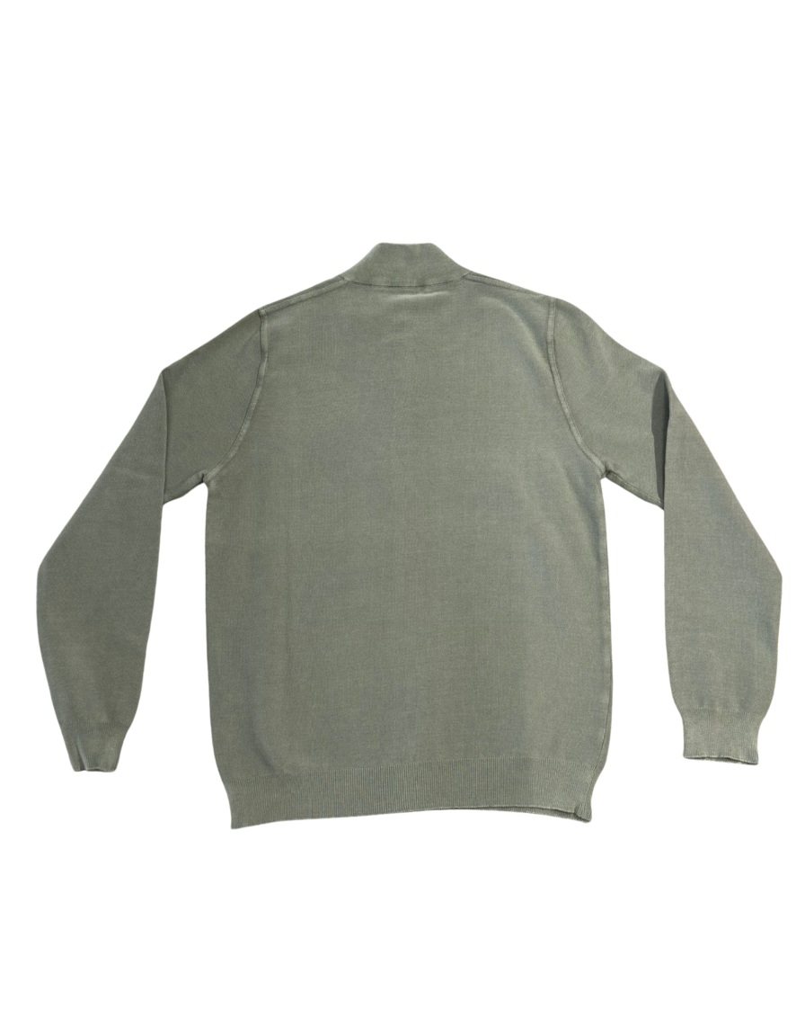 FRANCESCO PIERI MAGLIERIA Maglia modello Philip con zip in cotone verde salvia 