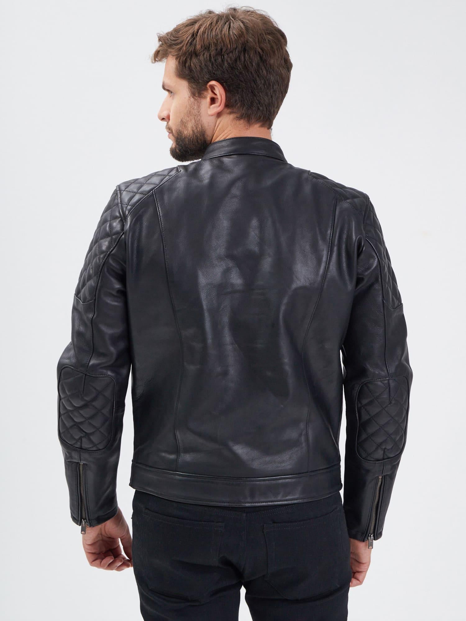 DAYTONA 73 Giacca in pelle nera uomo Cobalt 