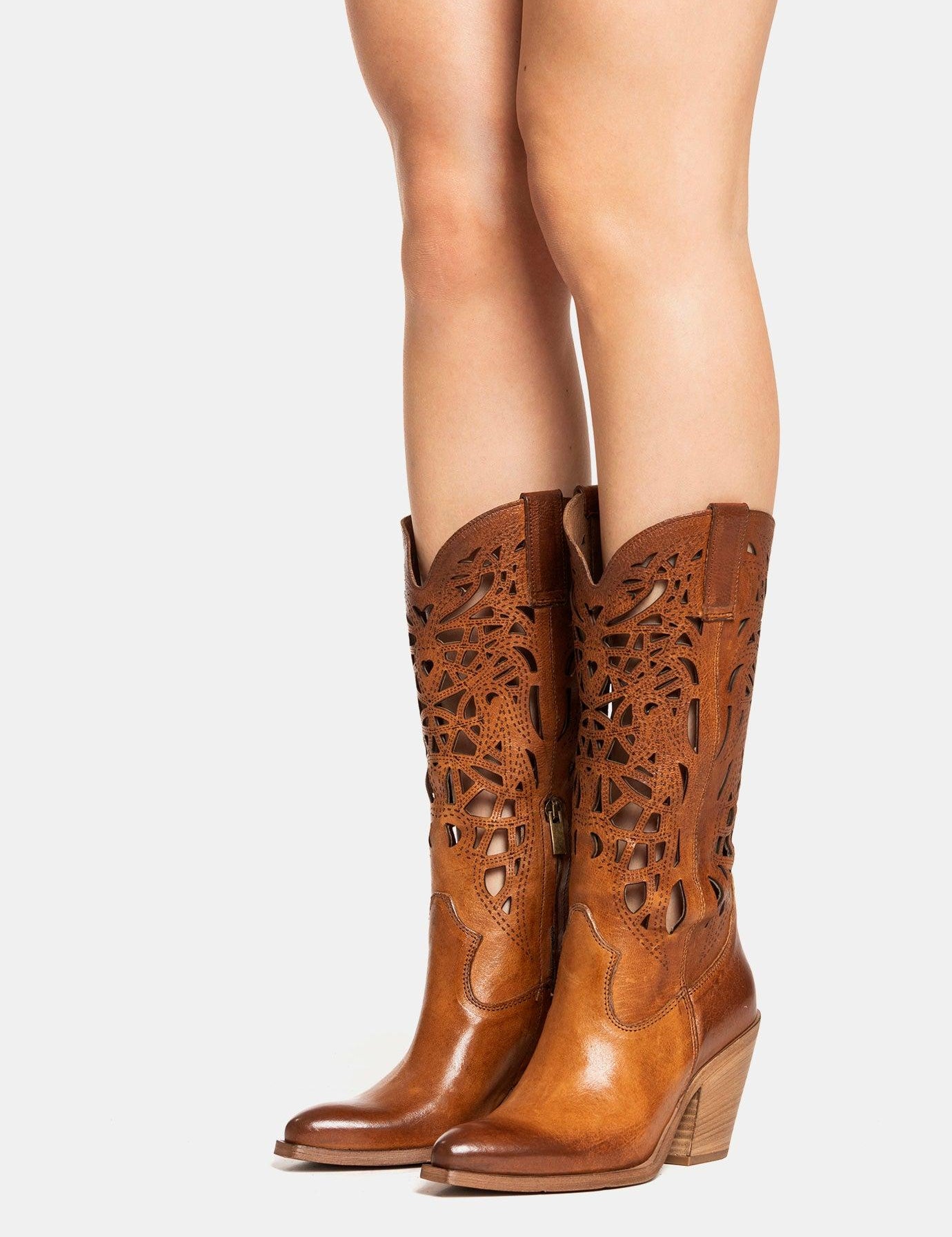 METISSE Stivali Texani in Rag Cuoio 