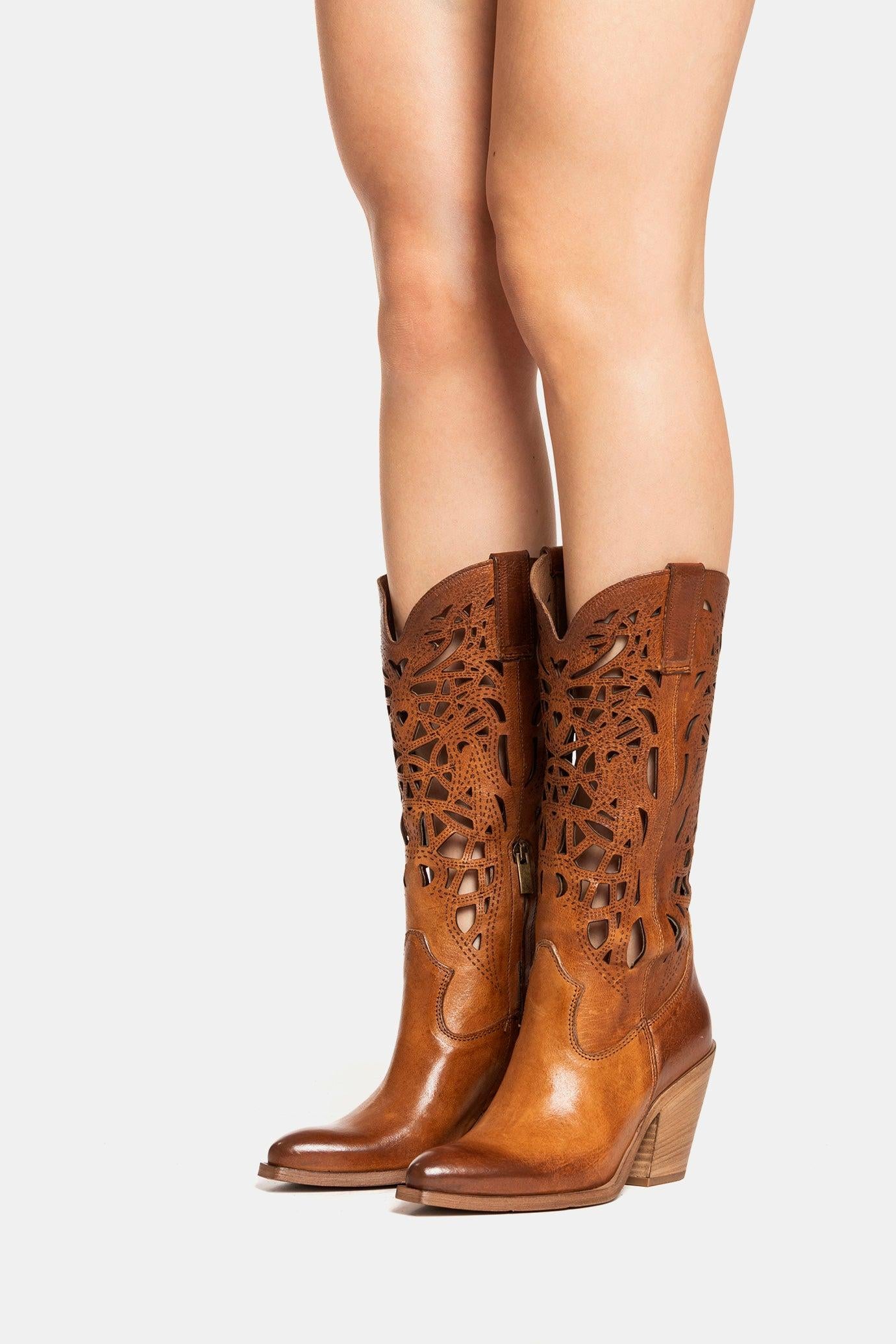 METISSE Stivali Texani in Rag Cuoio 