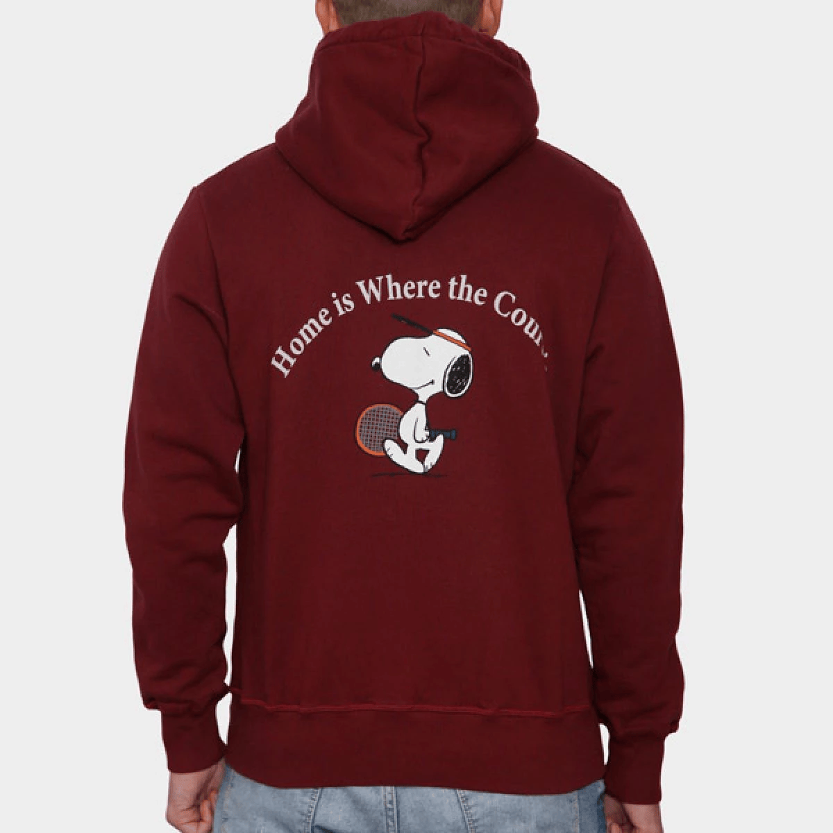 INTHEBOX Felpa unisex bordeaux in cotone Snoopy Racquet Club 