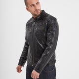 DAYTONA 73 Giacca in pelle nera uomo Wartburg 