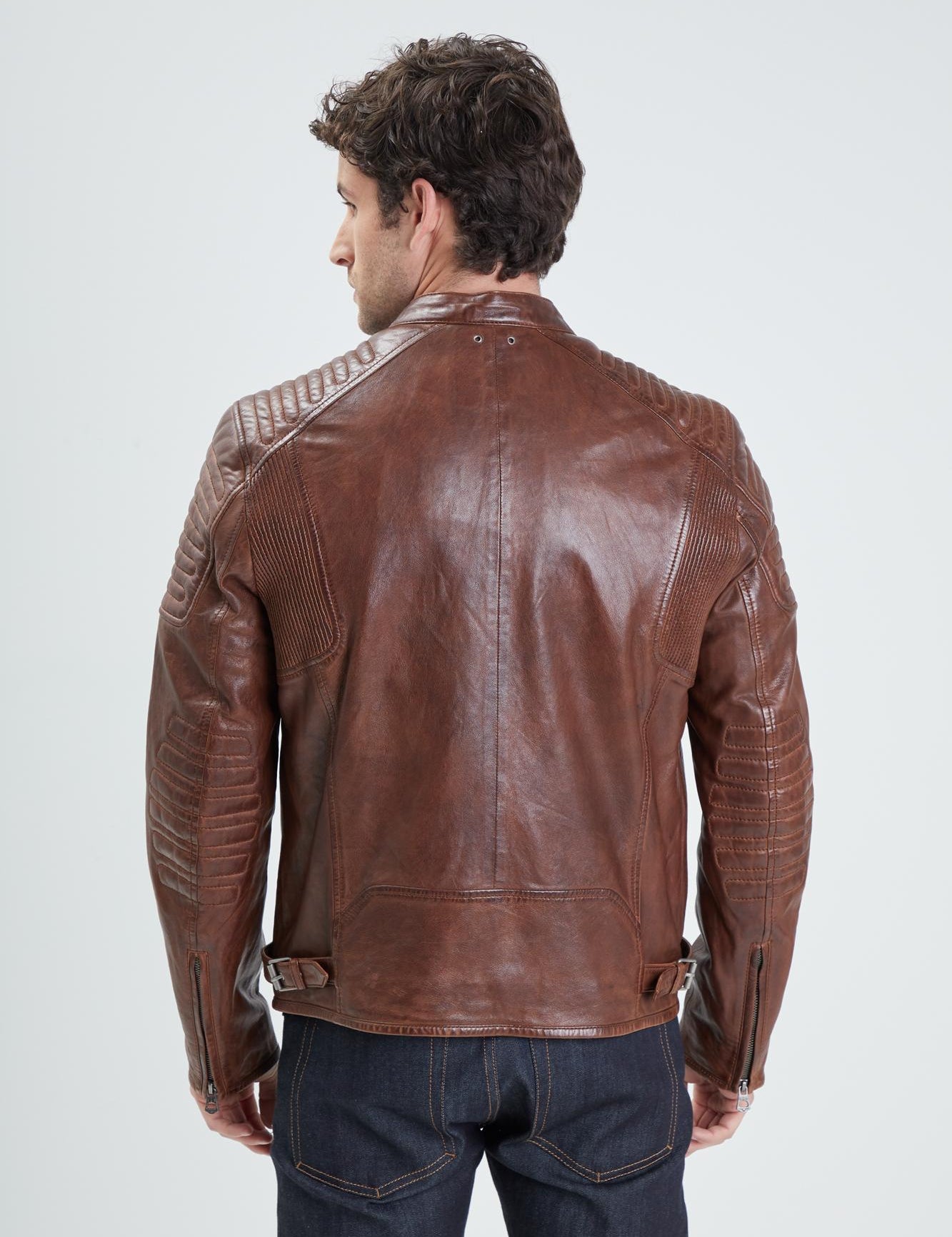 DAYTONA 73 Giacca in pelle cognac uomo Stirling 