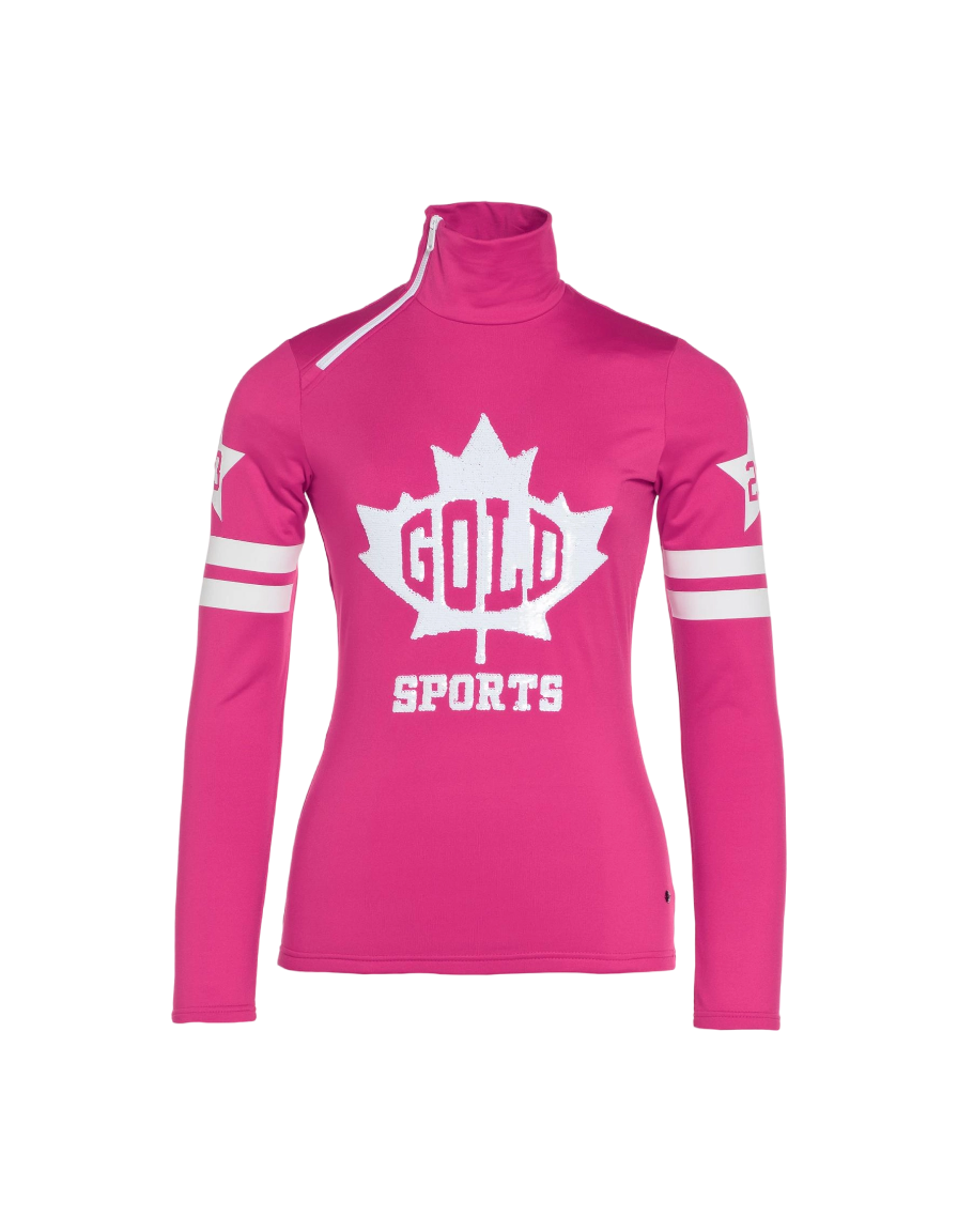 GOLDBERGH Maglia sci donna Maple Leaf con zip spalla rosa 