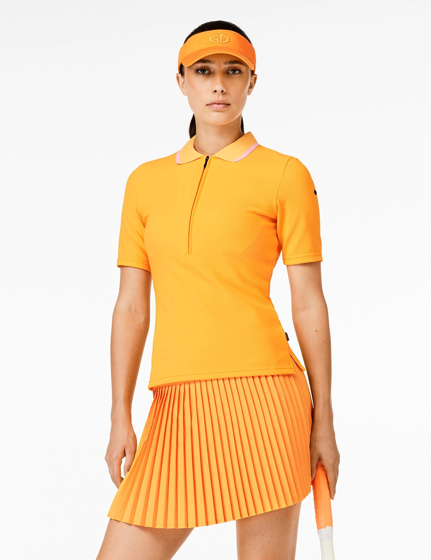 GOLDBERGH T-shirt donna Cassia papaya con zip e colletto polo 